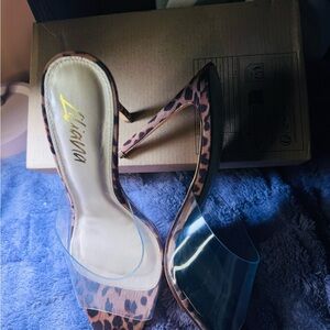 Mariana Animal Print Heels with Clear Straps